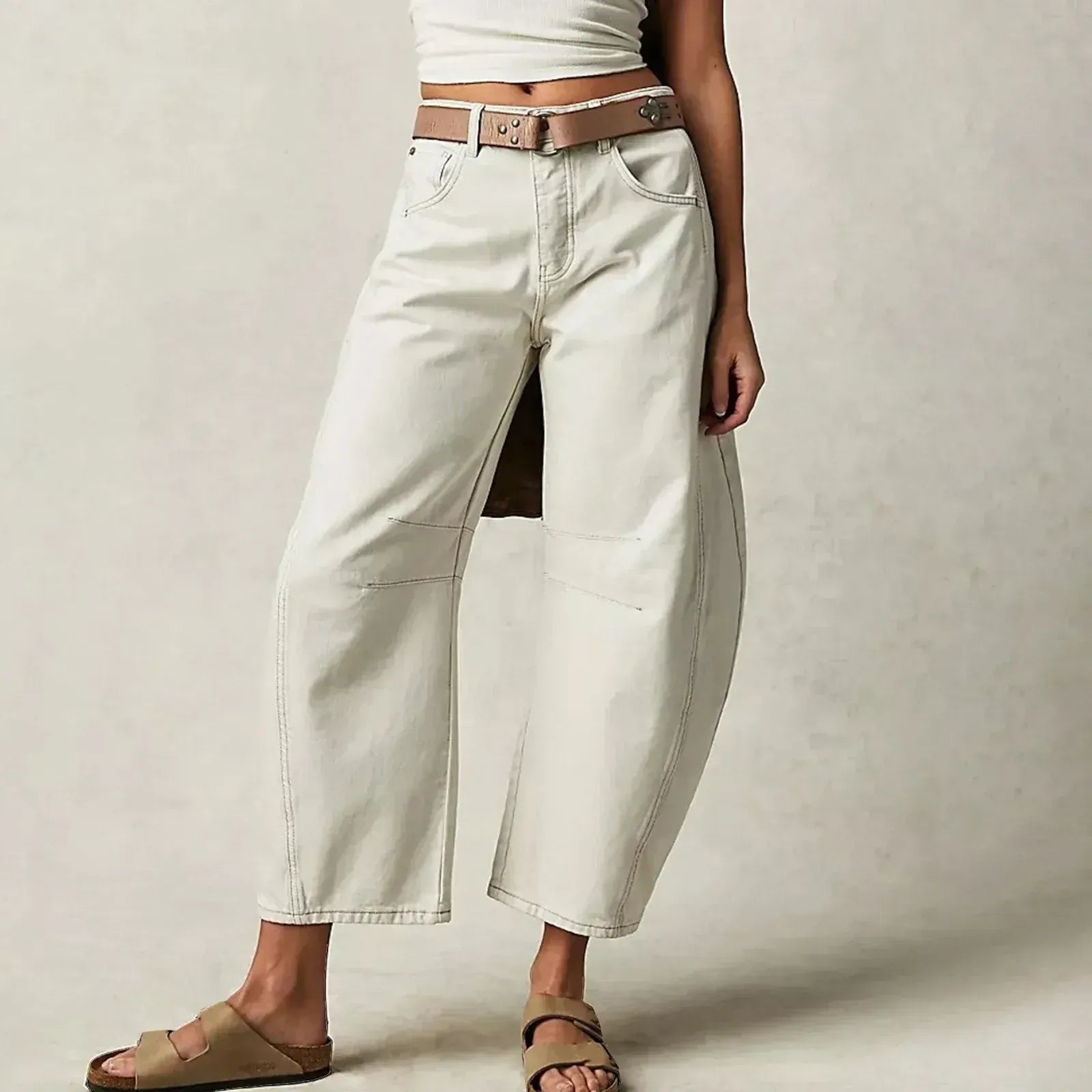 Women's Barrel Jeans | High Waist & Garment-Washed Finish