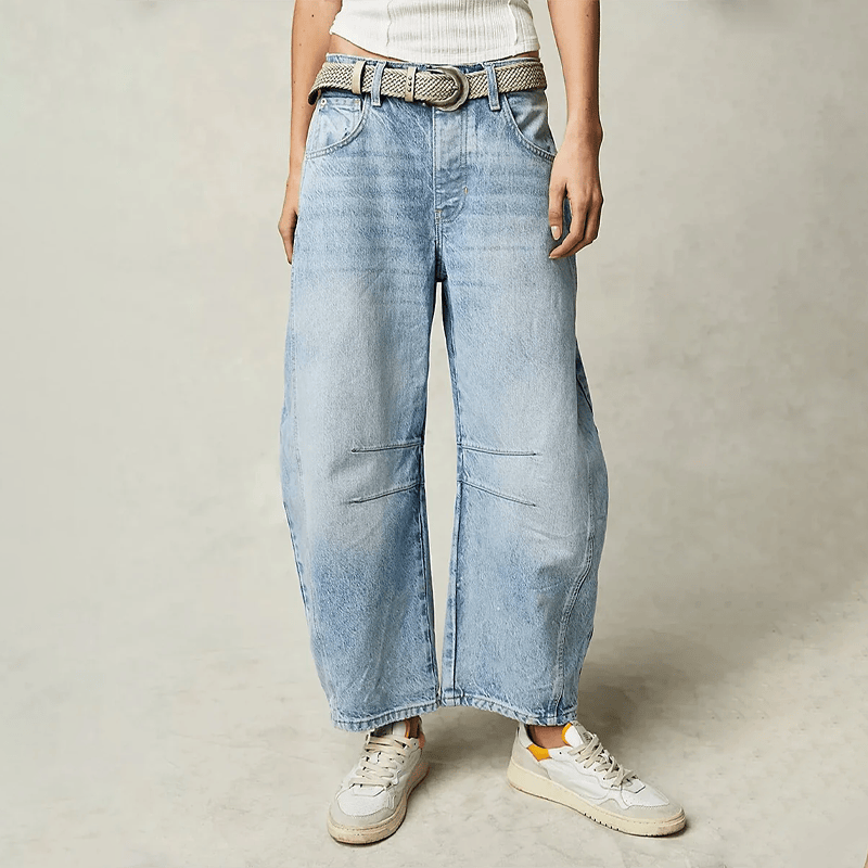 Women's Barrel Jeans | High Waist & Garment-Washed Finish