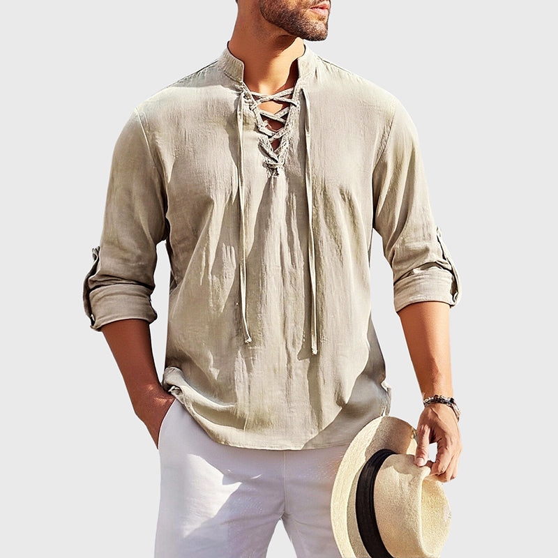 Men’s Summer Shirt | Long Sleeve & Stand Collar