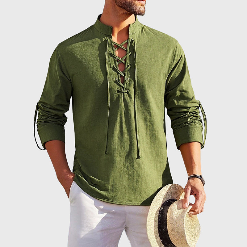 Men’s Summer Shirt | Long Sleeve & Stand Collar