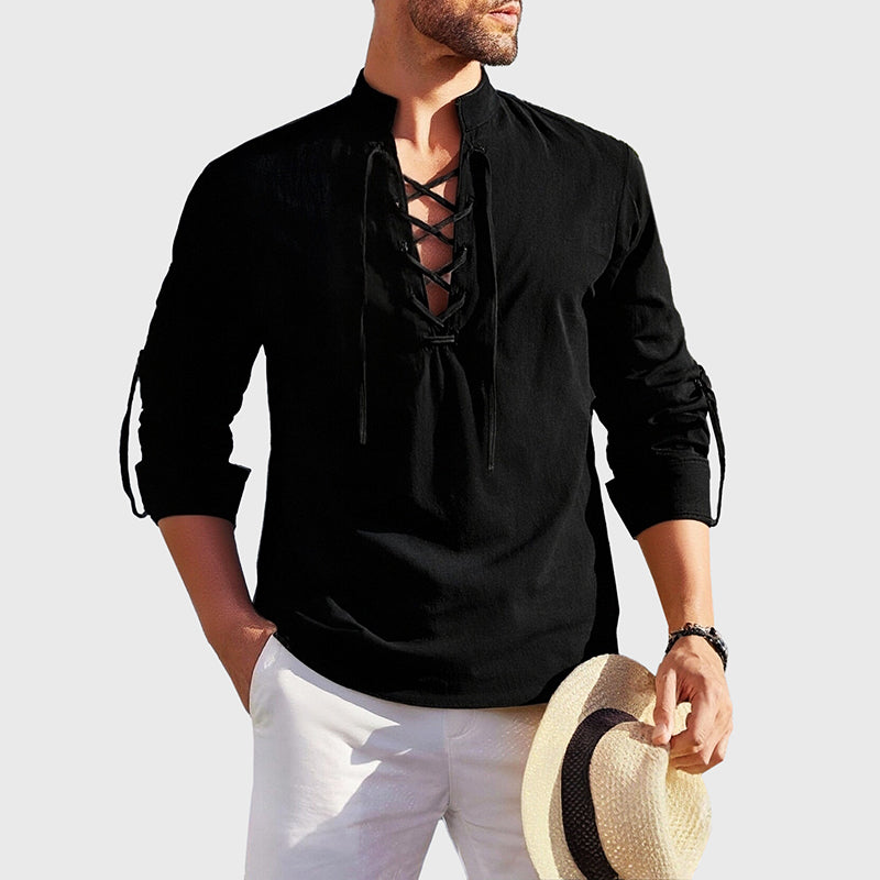 Men’s Summer Shirt | Long Sleeve & Stand Collar