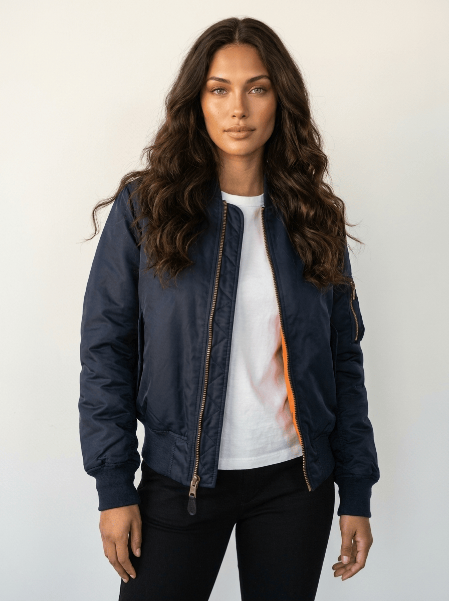 Women's Bomber Jacket | Ribbed Trim & Sleeve Pocket