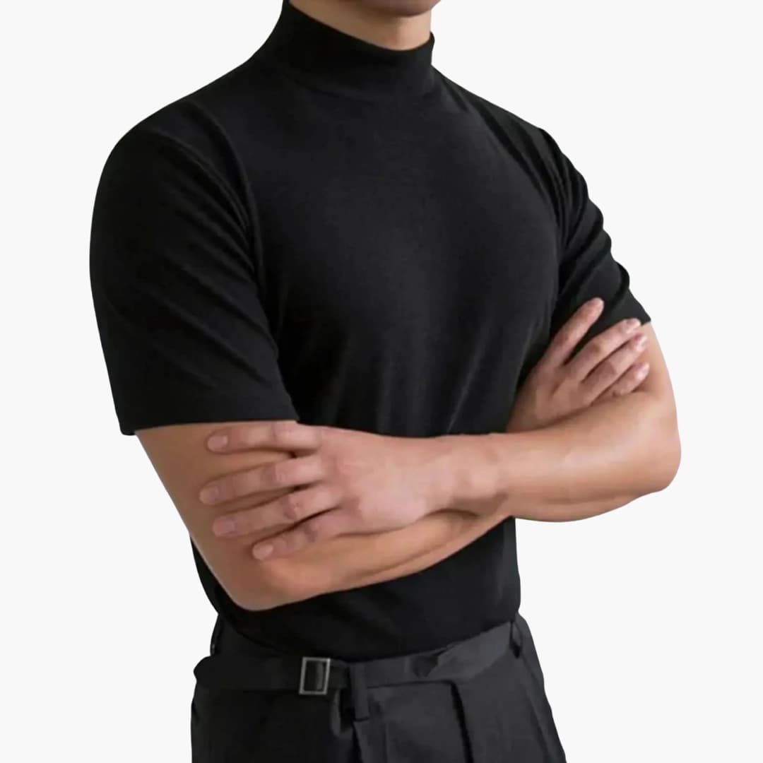 Men’s Slim Fit T-Shirt | High Neck Short Sleeve