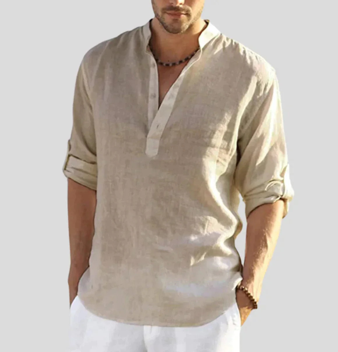 Men’s Stand Collar Casual Shirt | Relaxed Modern Fit