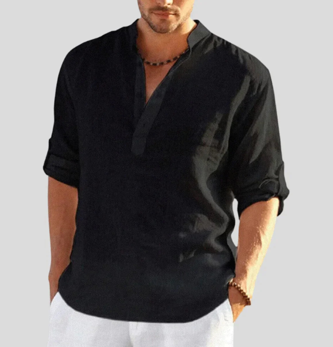 Men’s Stand Collar Casual Shirt | Relaxed Modern Fit