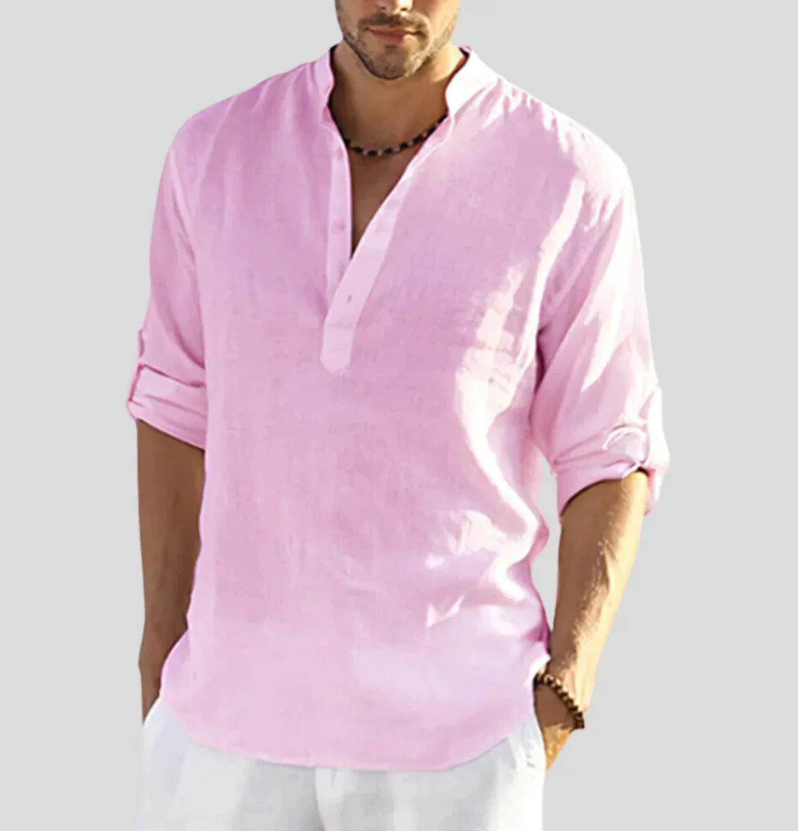 Men’s Stand Collar Casual Shirt | Relaxed Modern Fit