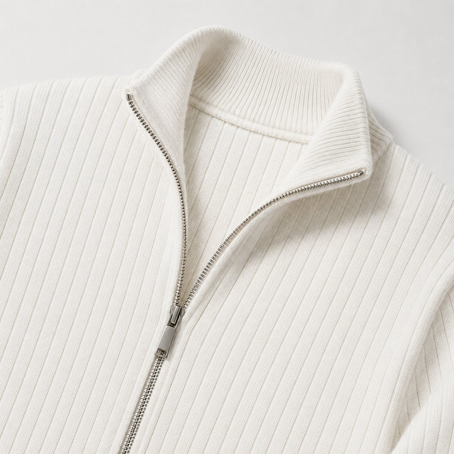 Men's Ribbed Zip-Up Cardigan | Stand Collar
