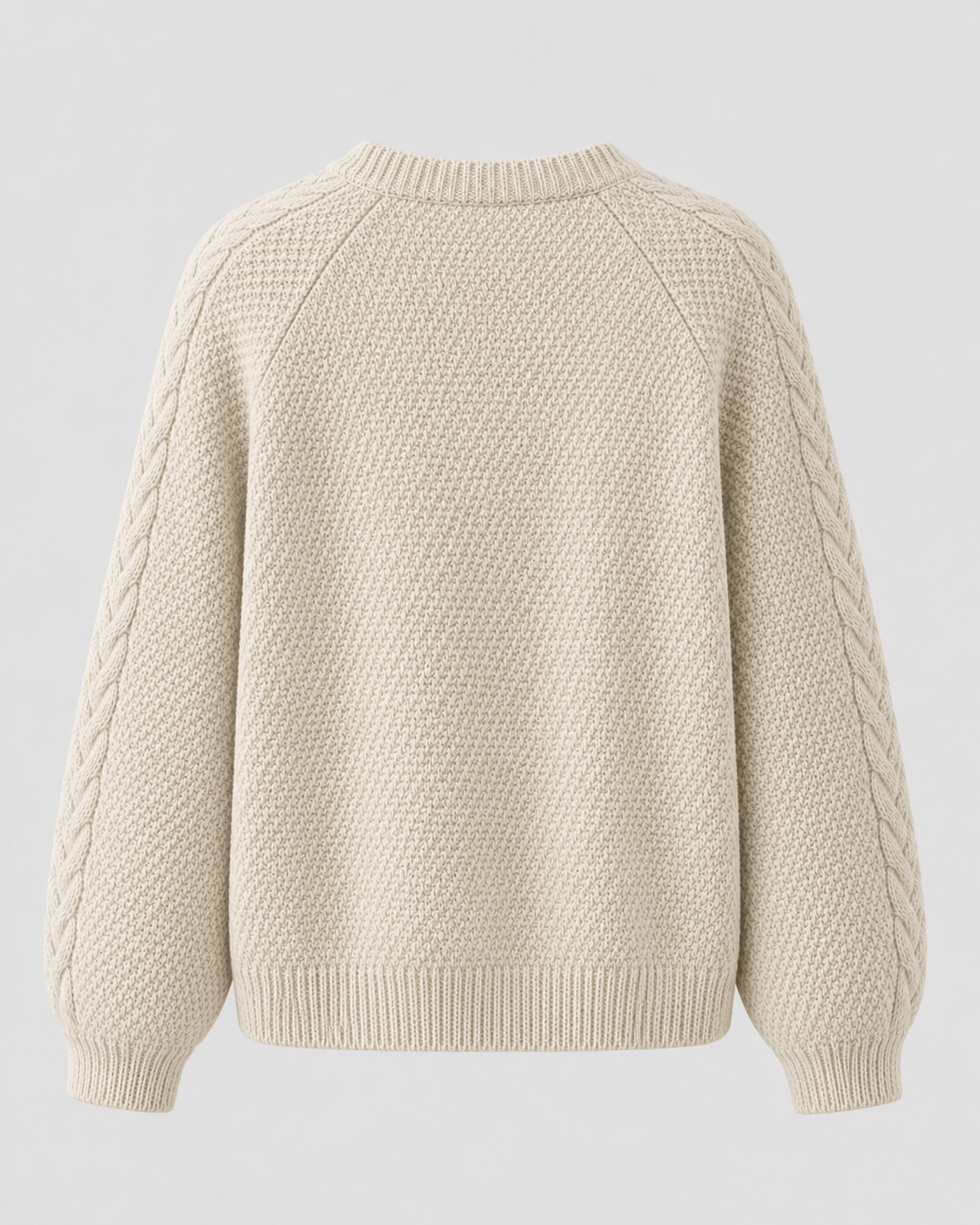 Womens Cable Knit Cardigan with Button Front, Ribbed Trims and Relaxed Sleeves