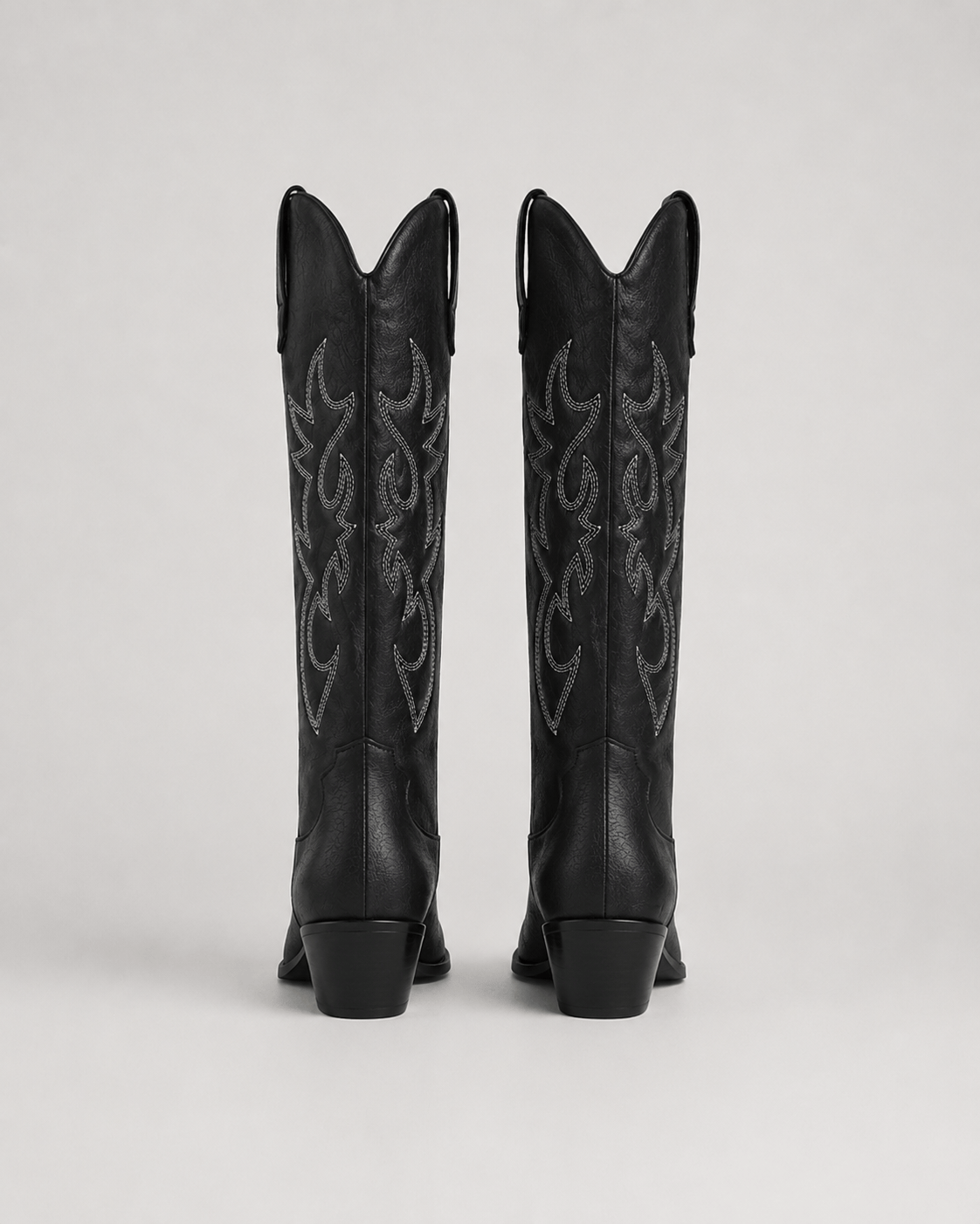 Women's Knee-High Cowboy Boots UK with Embroidered Shaft and Pointed Toe
