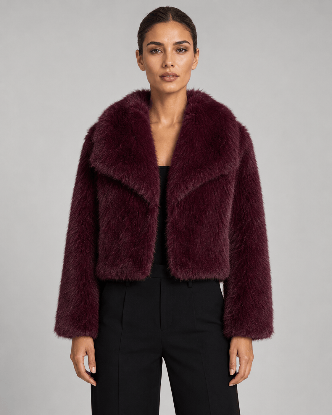 Cropped Womens Jackets with a Wide Shawl Collar and Soft Lined Interior