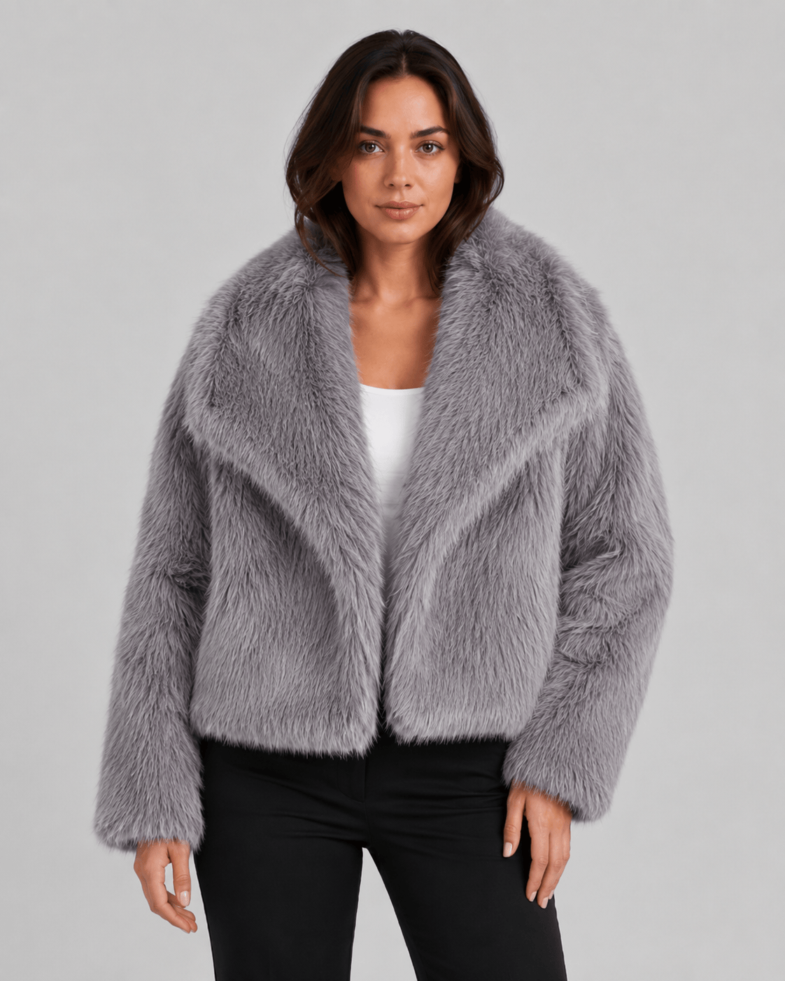 Cropped Womens Jackets with Wide Double Collar and Relaxed Layering Fit