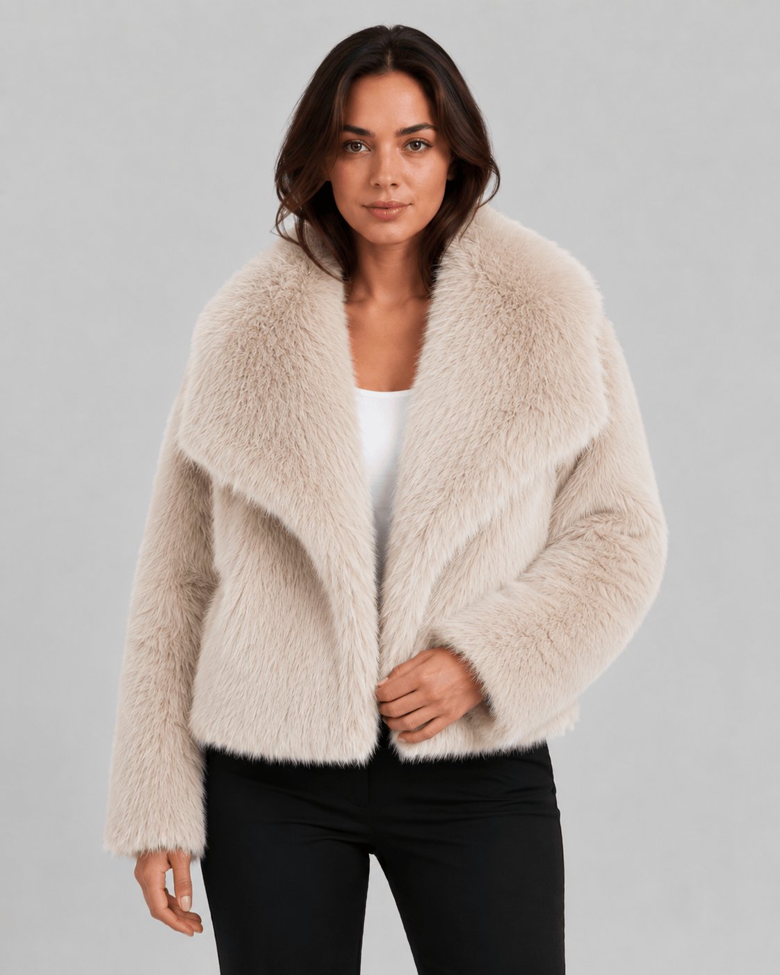 Cropped Womens Jackets with Wide Double Collar and Relaxed Layering Fit