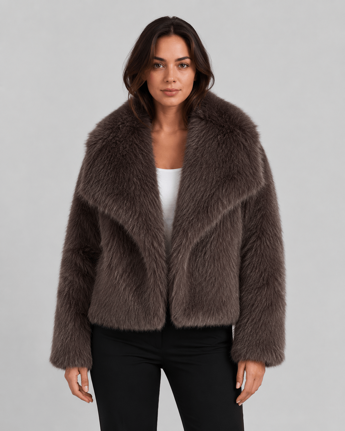 Cropped Womens Jackets with Wide Double Collar and Relaxed Layering Fit