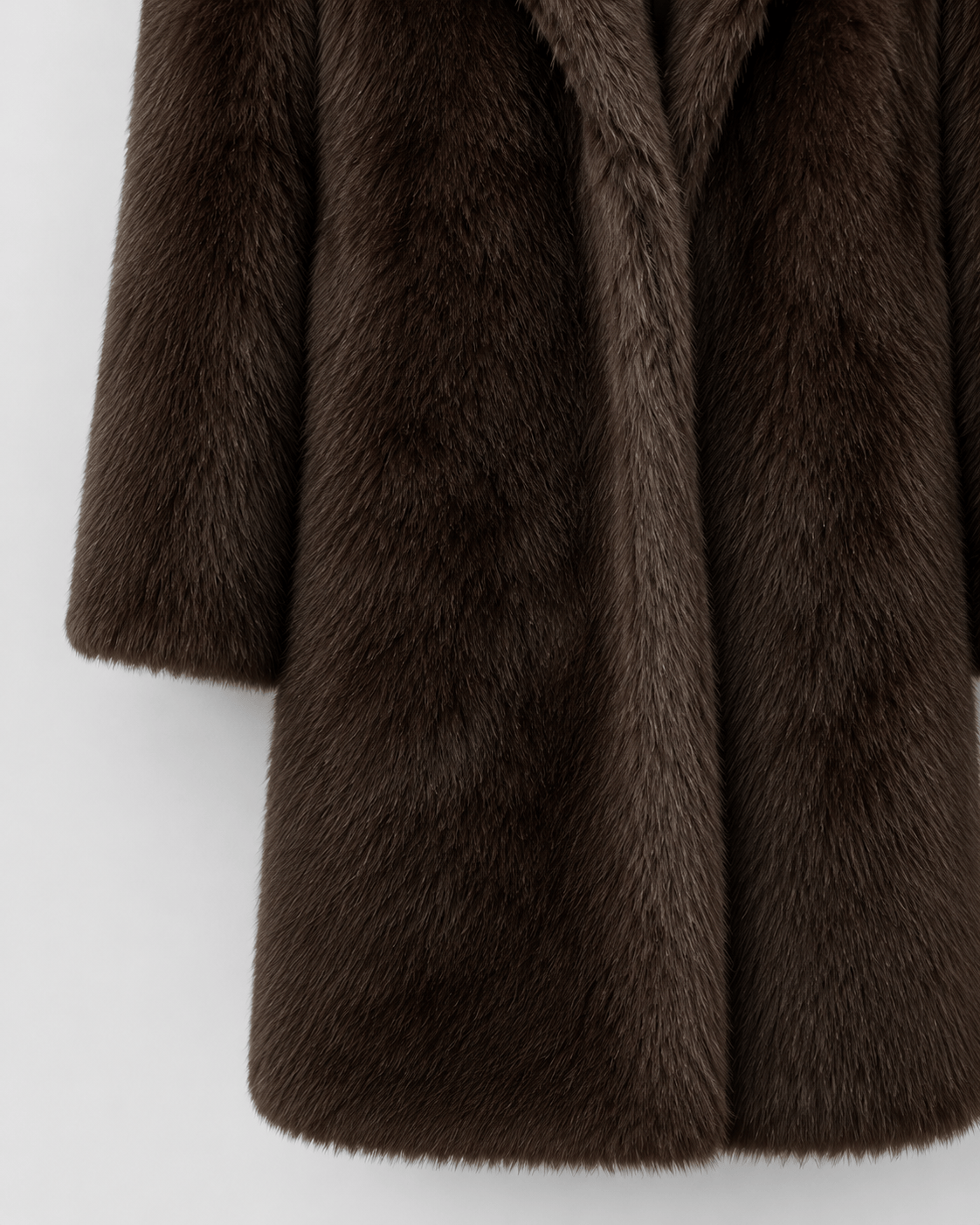 Longline Woman Coat with Wide Lapel Collar and Effortless Open Front