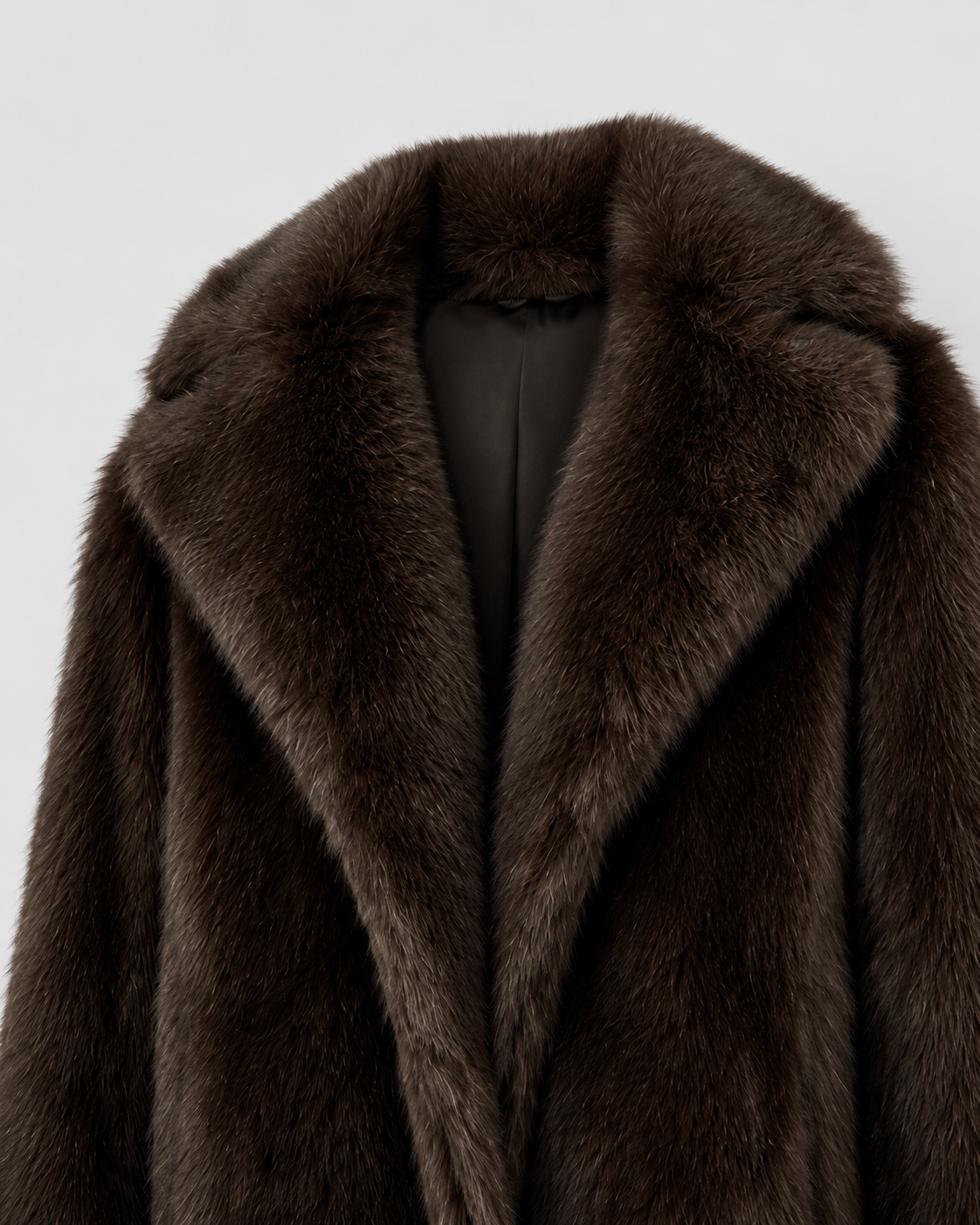 Longline Woman Coat with Wide Lapel Collar and Effortless Open Front
