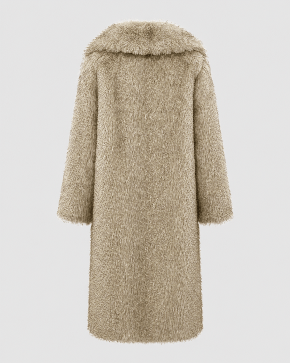Longline Woman Coat with Wide Lapel Collar and Effortless Open Front