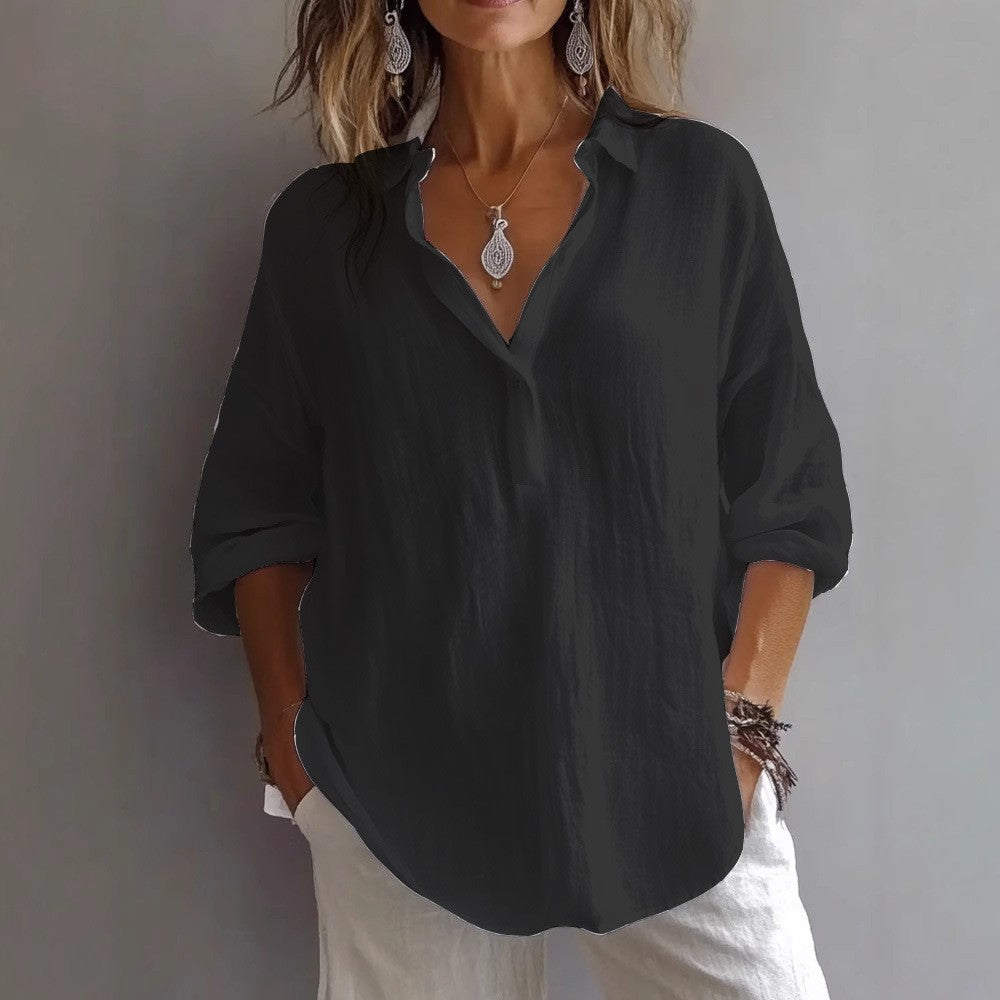 Women’s Blouse | Casual Wide Sleeves Button Placket