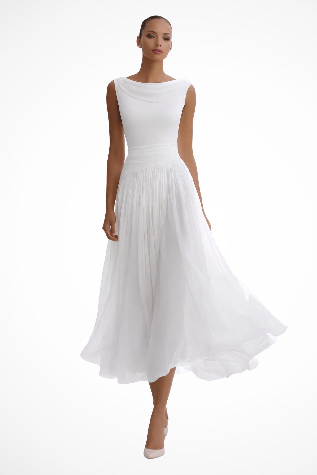 Women's Dress | Draped A-Line Wedding Guest Midi