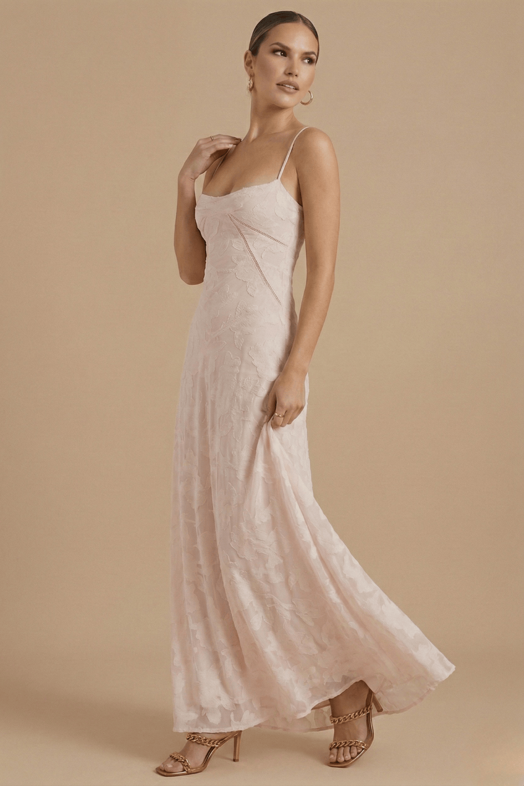 Women's Dress | Floral Spaghetti Straps Fitted Bodice Maxi