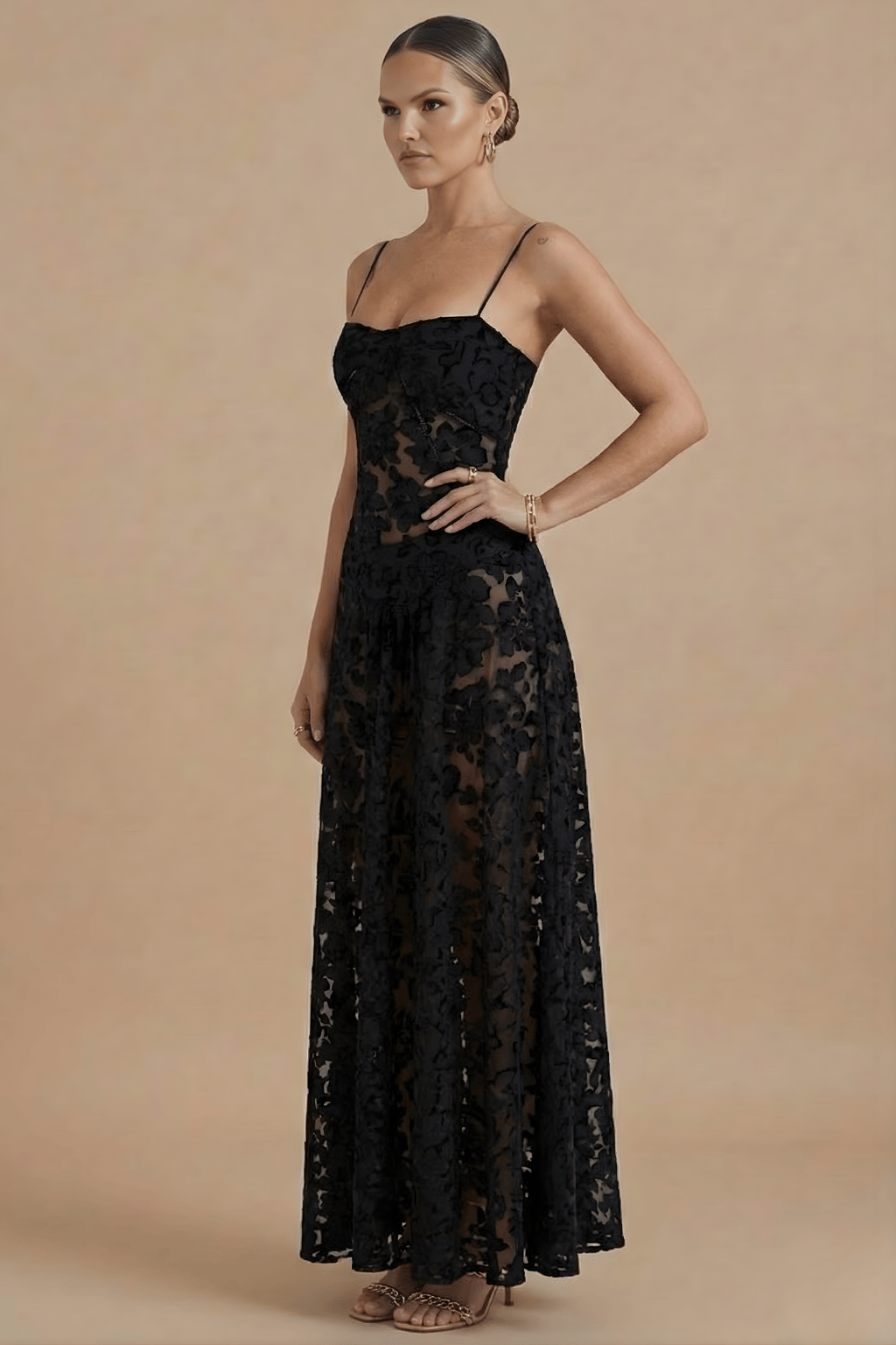 Women's Dress | Floral Spaghetti Straps Fitted Bodice Maxi