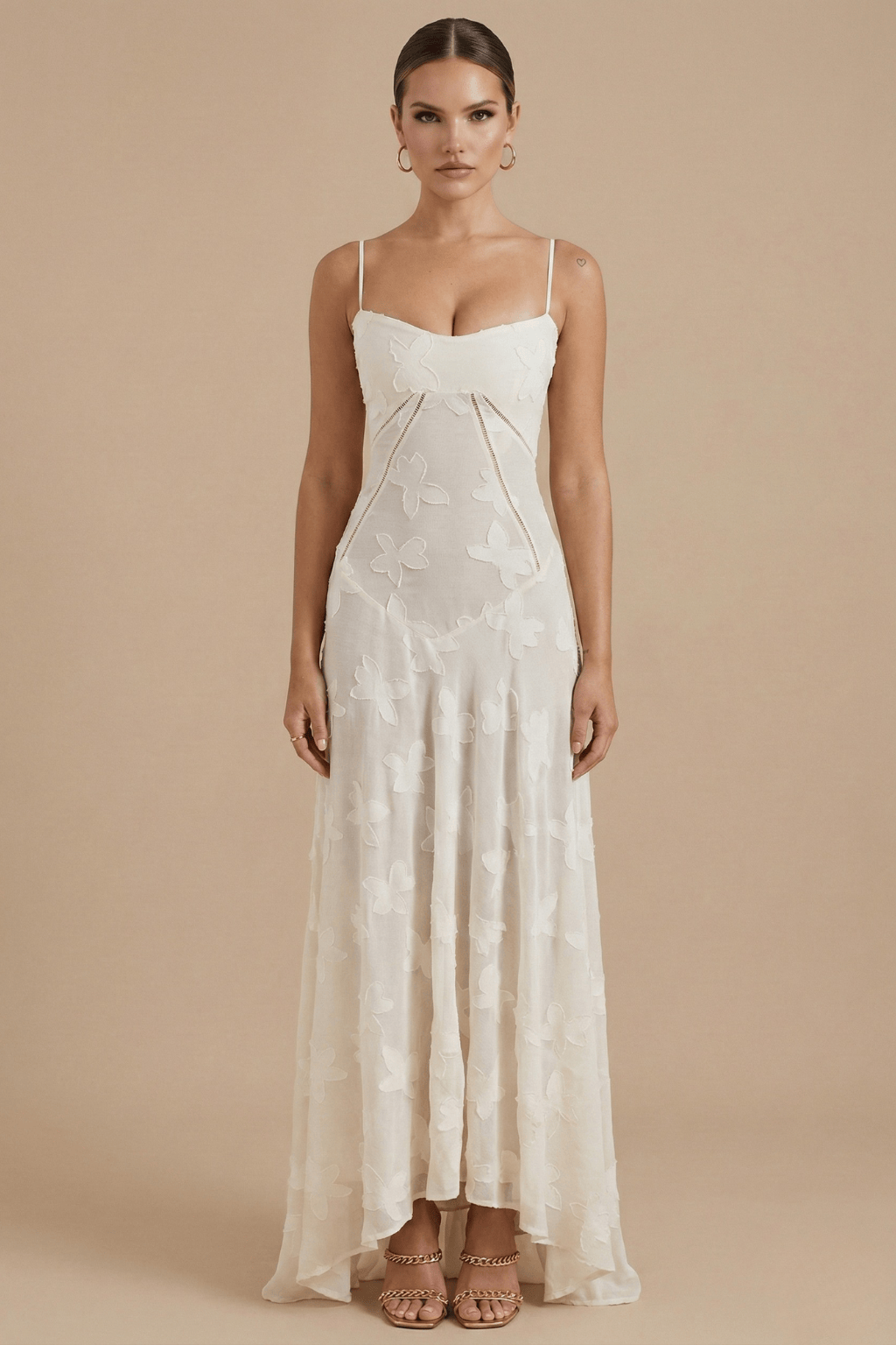 Women's Dress | Floral Spaghetti Straps Fitted Bodice Maxi