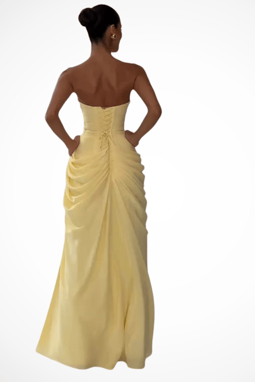 Women's Dress | Strapless Ruched Slit Summer Wedding Guest Maxi