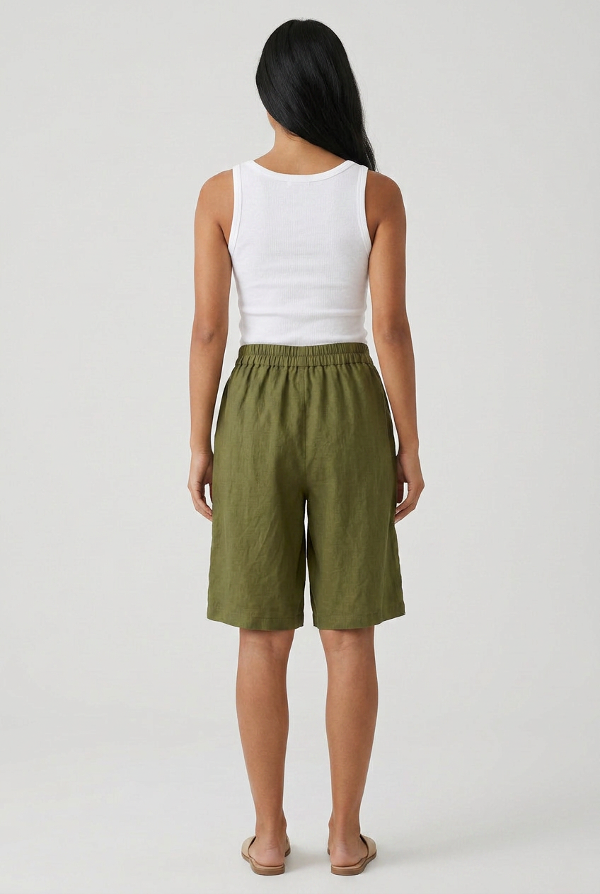 Women’s High Waist Knee Length Shorts | Side Pockets