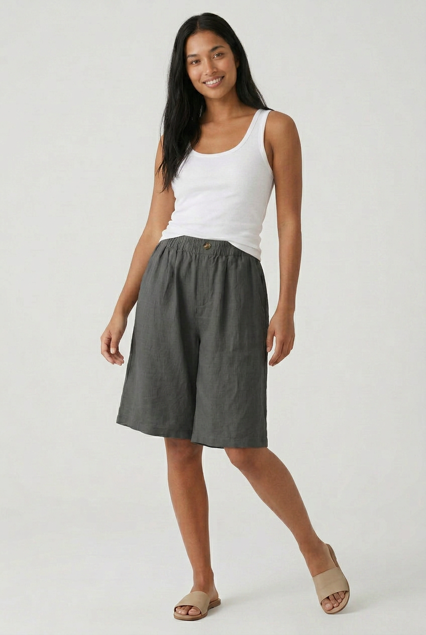 Women’s High Waist Knee Length Shorts | Side Pockets