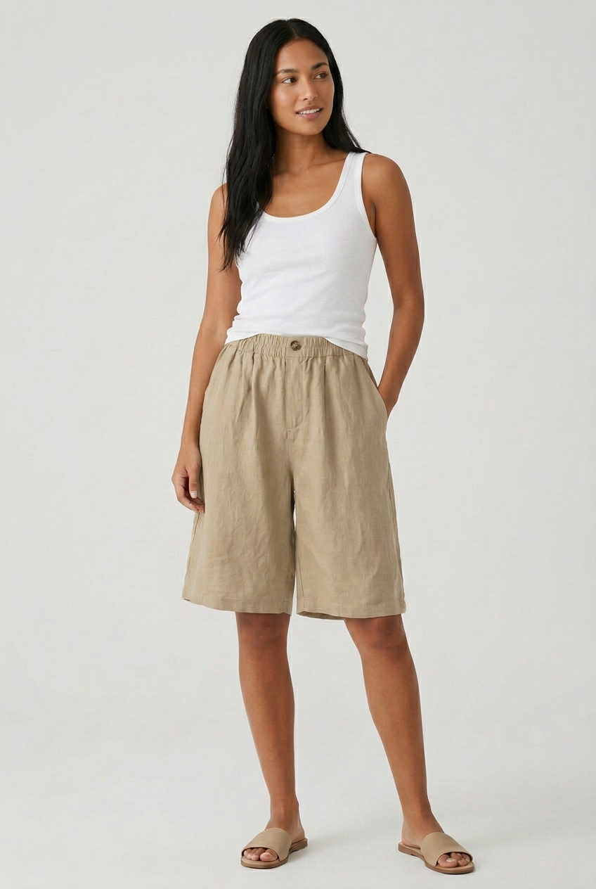 Women’s High Waist Knee Length Shorts | Side Pockets