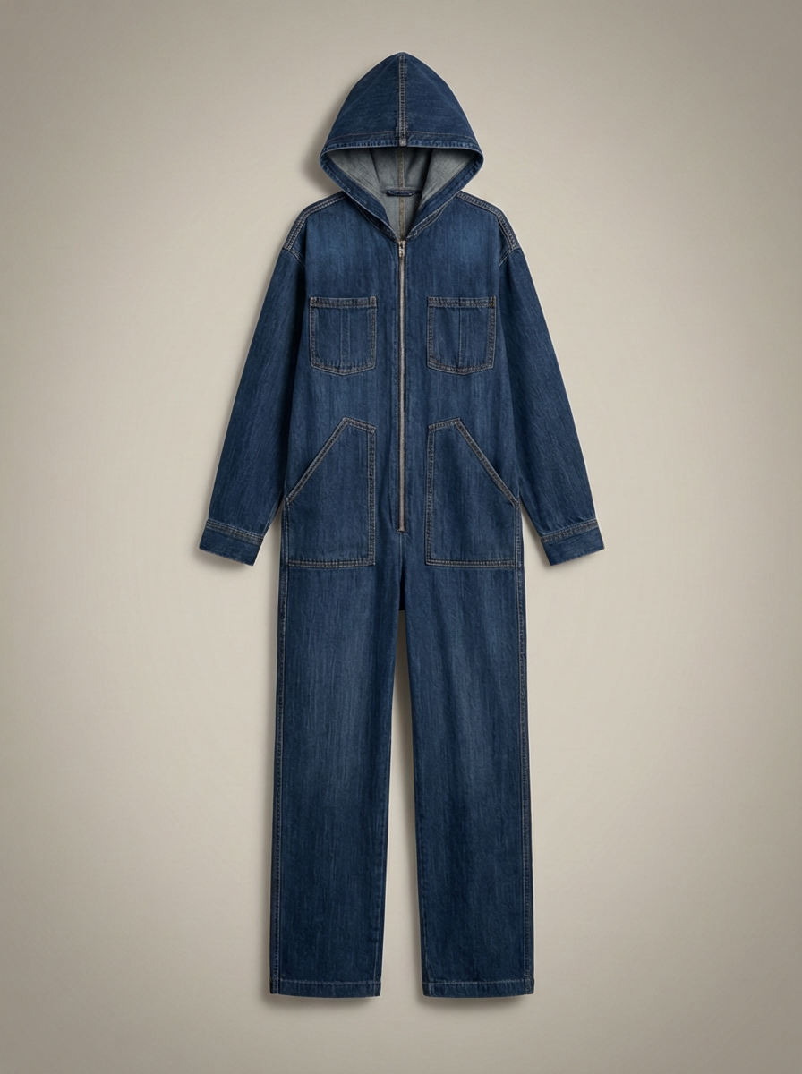 Women’s Hooded Zipper Jumpsuit | Wide Leg