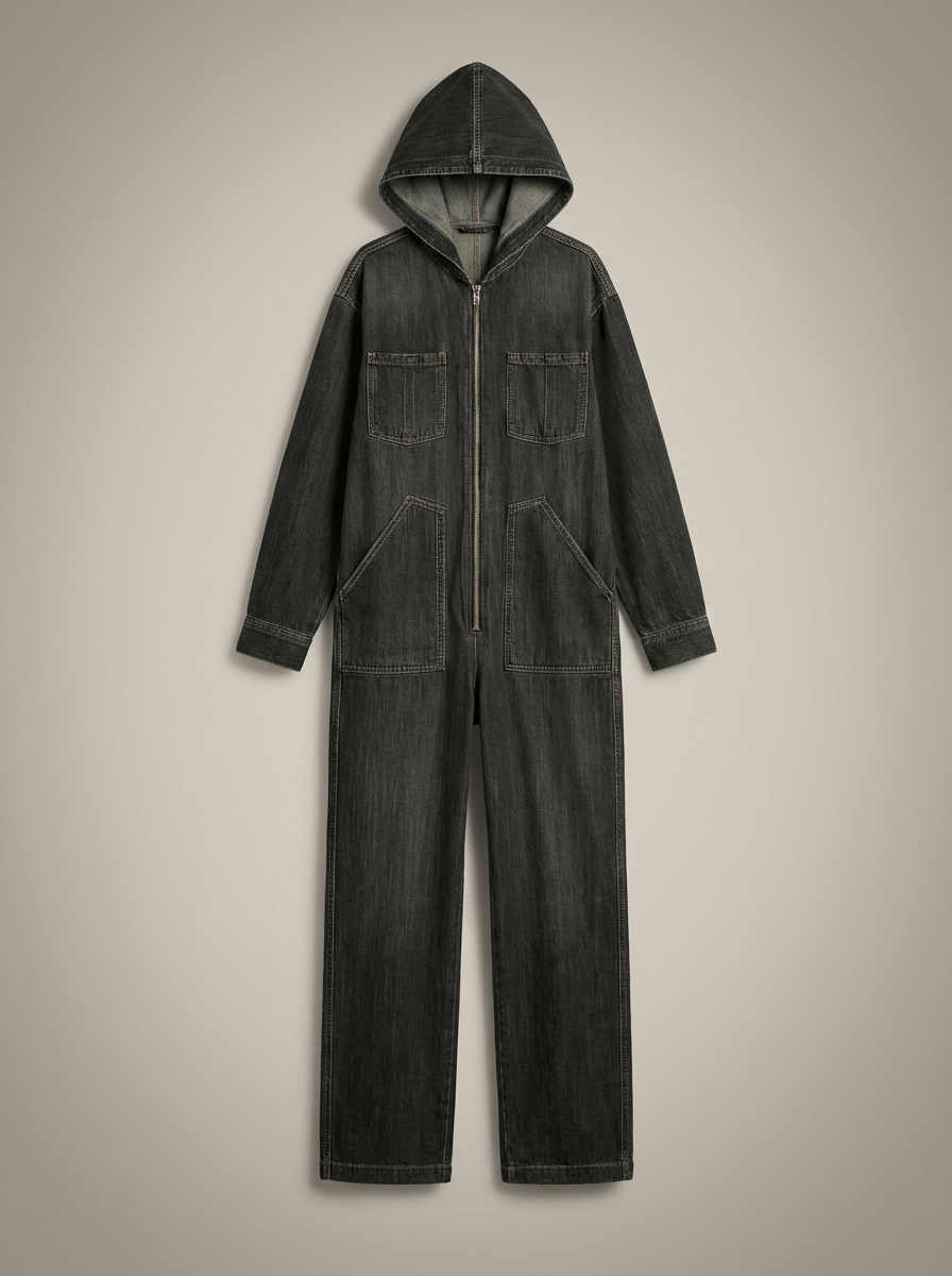 Women’s Hooded Zipper Jumpsuit | Wide Leg