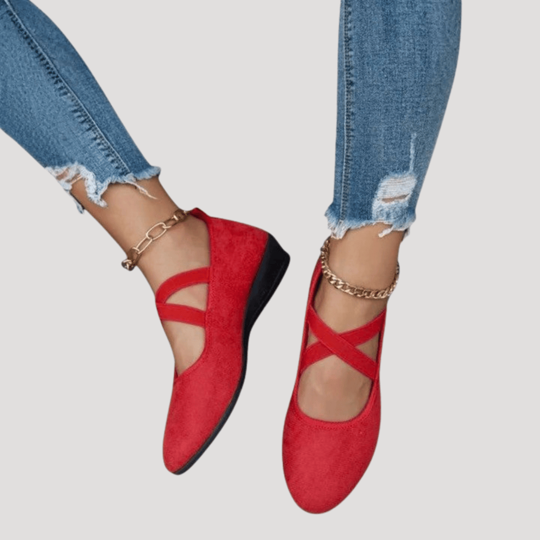 Women's Mary Jane Wedge Flat Shoes | Crisscross Straps