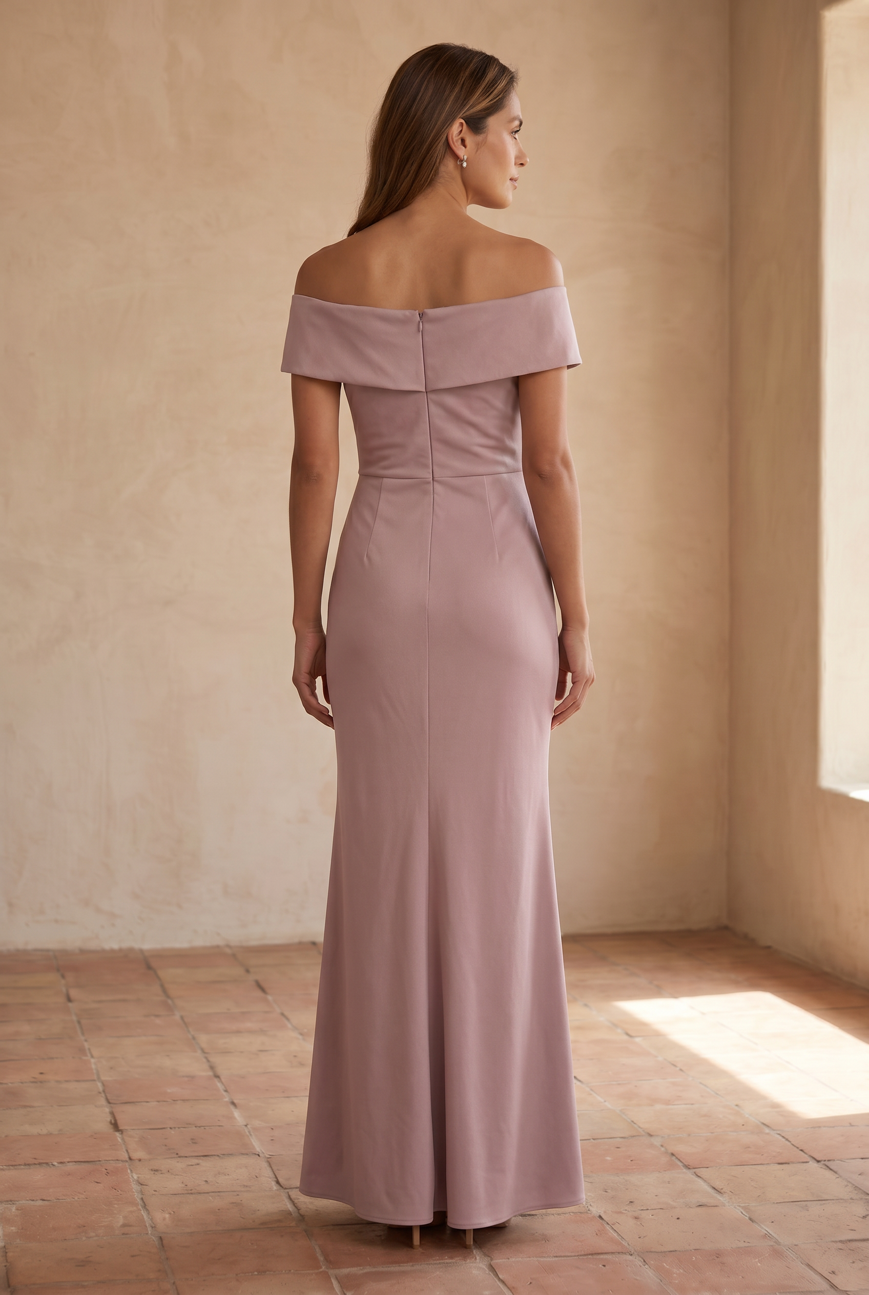 Women's Off Shoulder Ruched Fitted Graduation Dress | Maxi