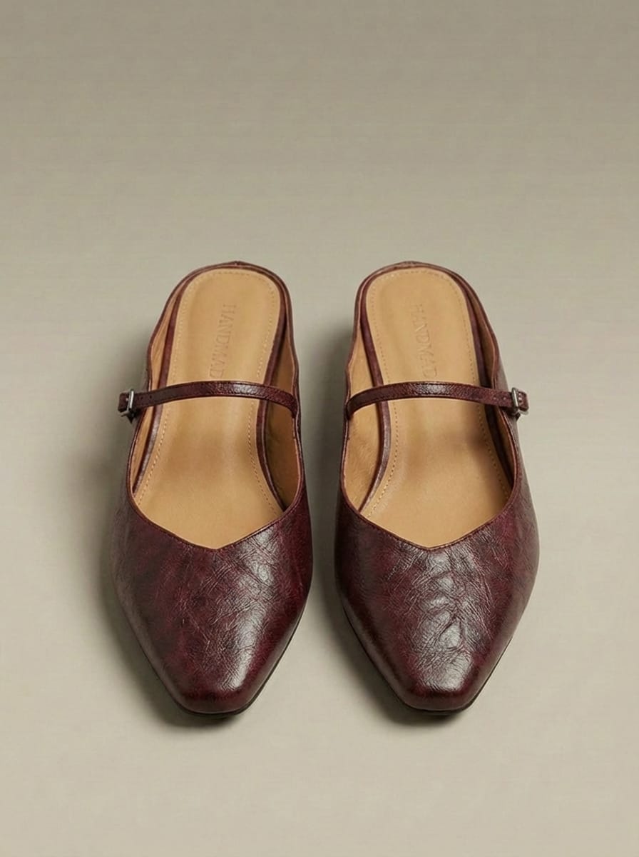 Women’s Pointed Toe Buckle Strap Flat Mules | Classic