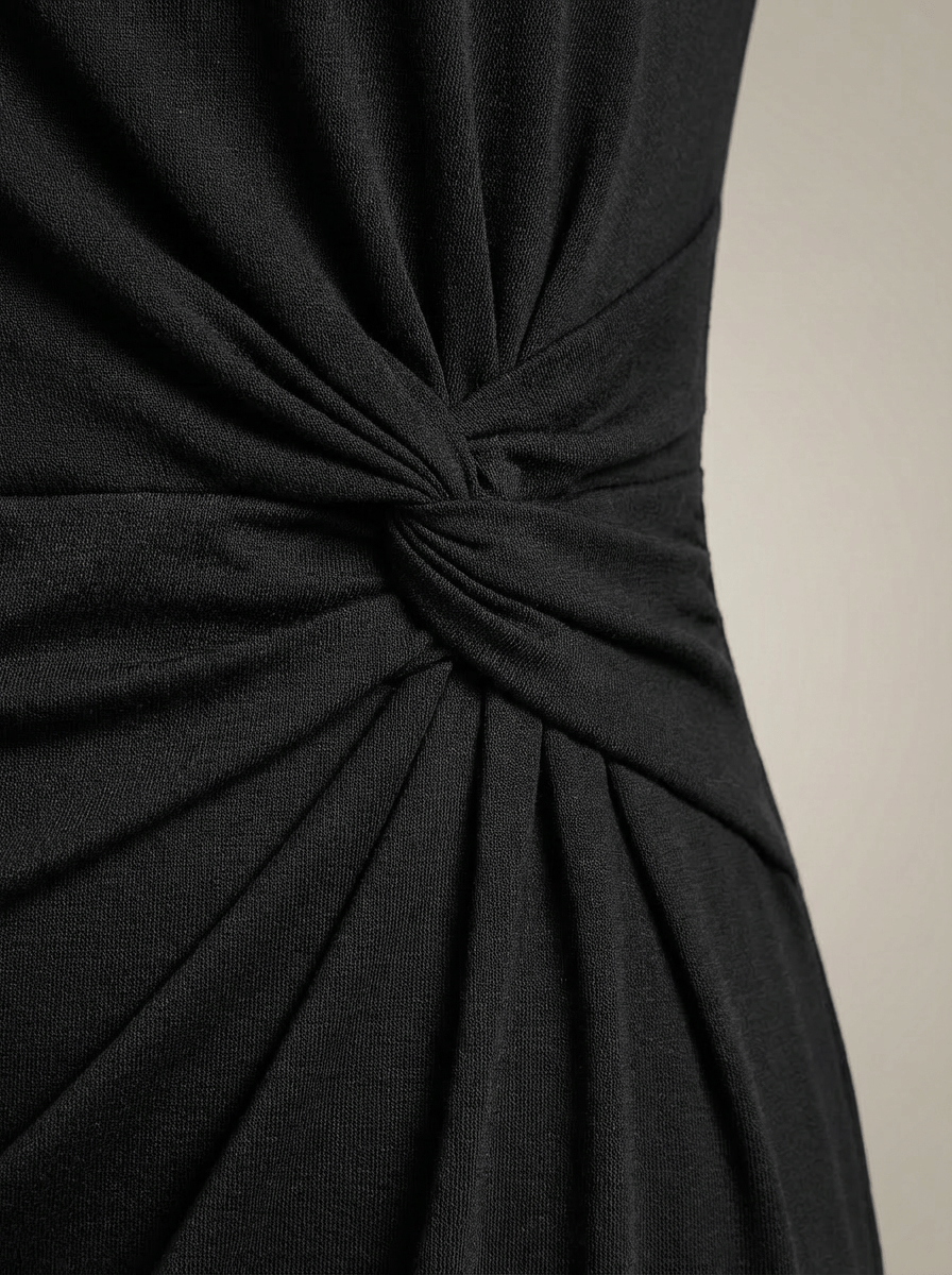 Women's Round Neck Cap Sleeves Side Twist Ruched Dress | Midi