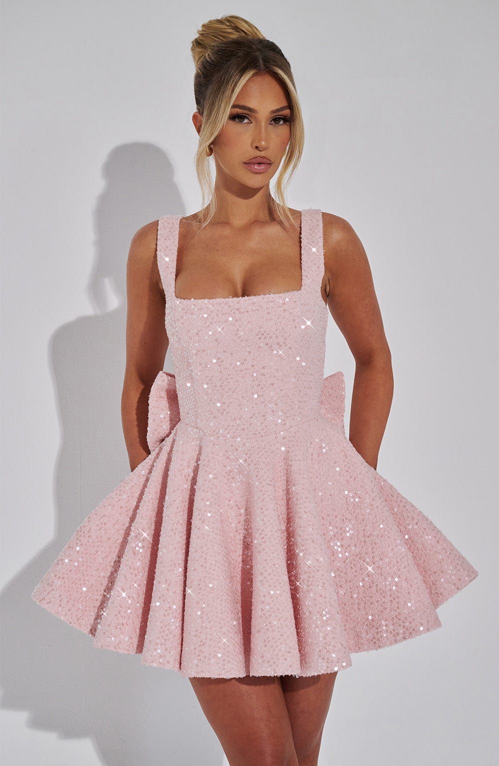 Women's Sequin Cocktail Dress with Bow Detail | Mini