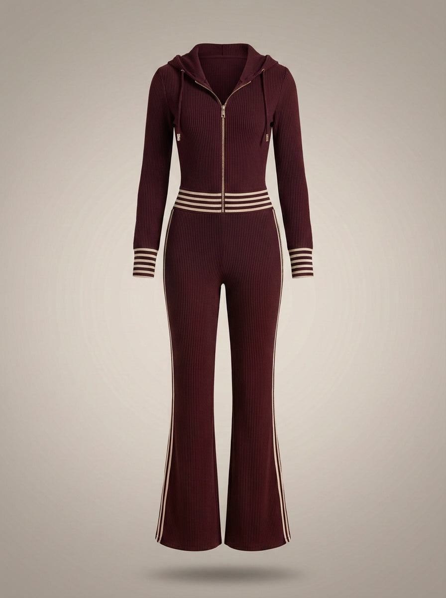 Women’s Slim Fit Zip Up Hooded Jumpsuit | Wide Leg