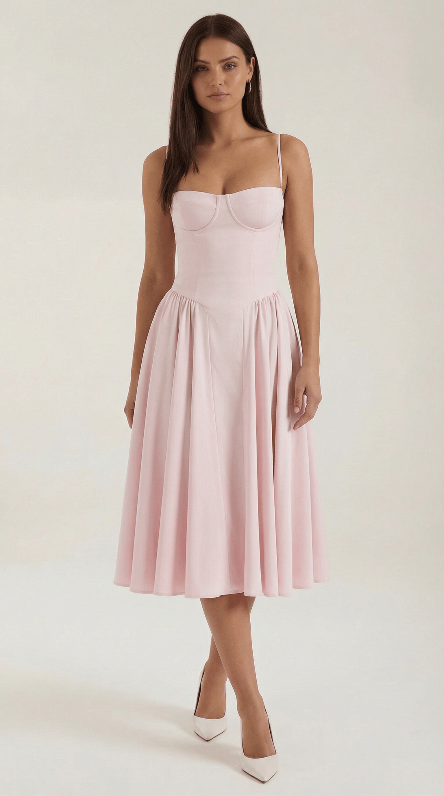 Women's Spaghetti Strap Floral Print Flared Graduation Dress | Midi