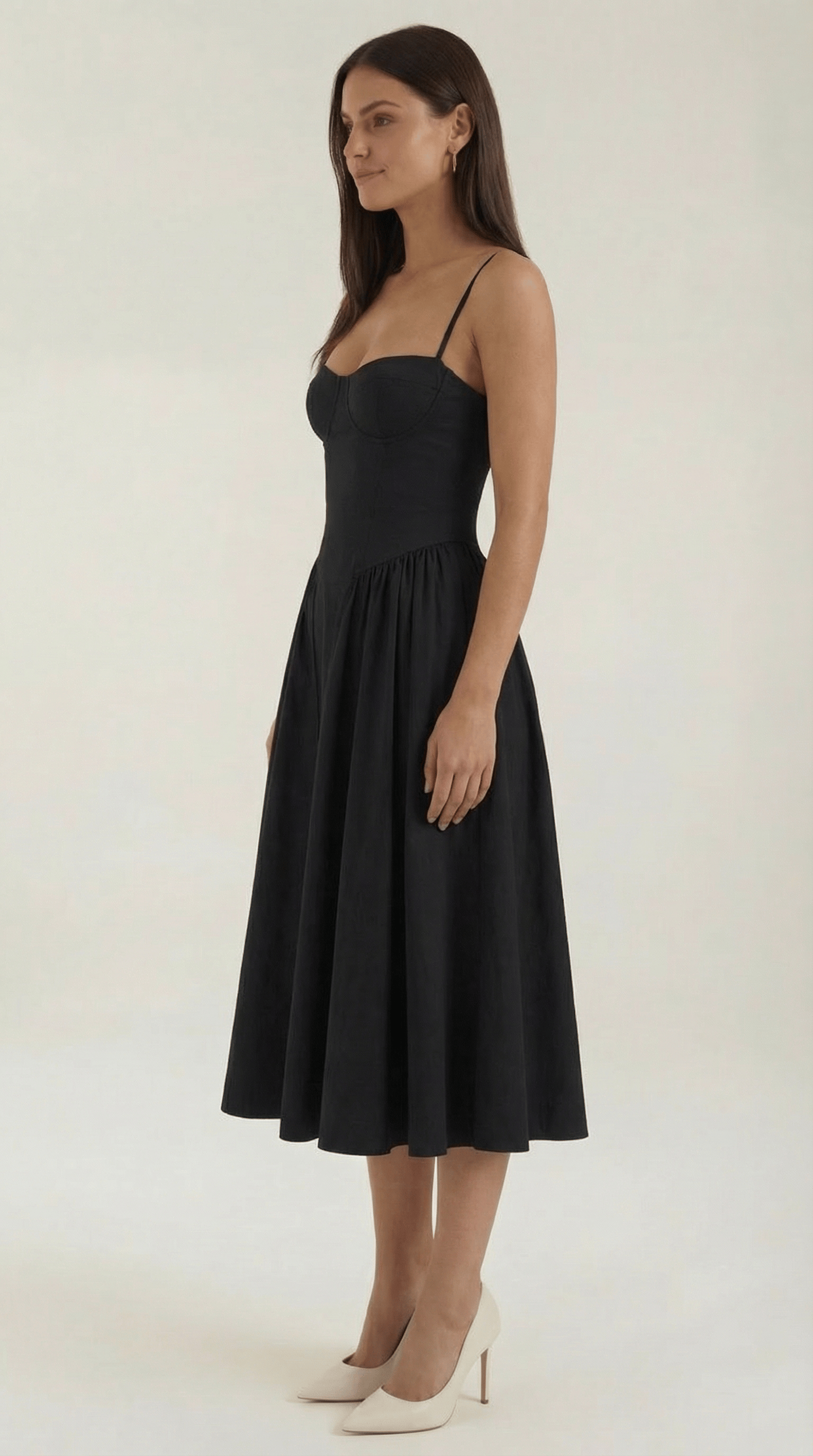 Women's Spaghetti Strap Floral Print Flared Graduation Dress | Midi