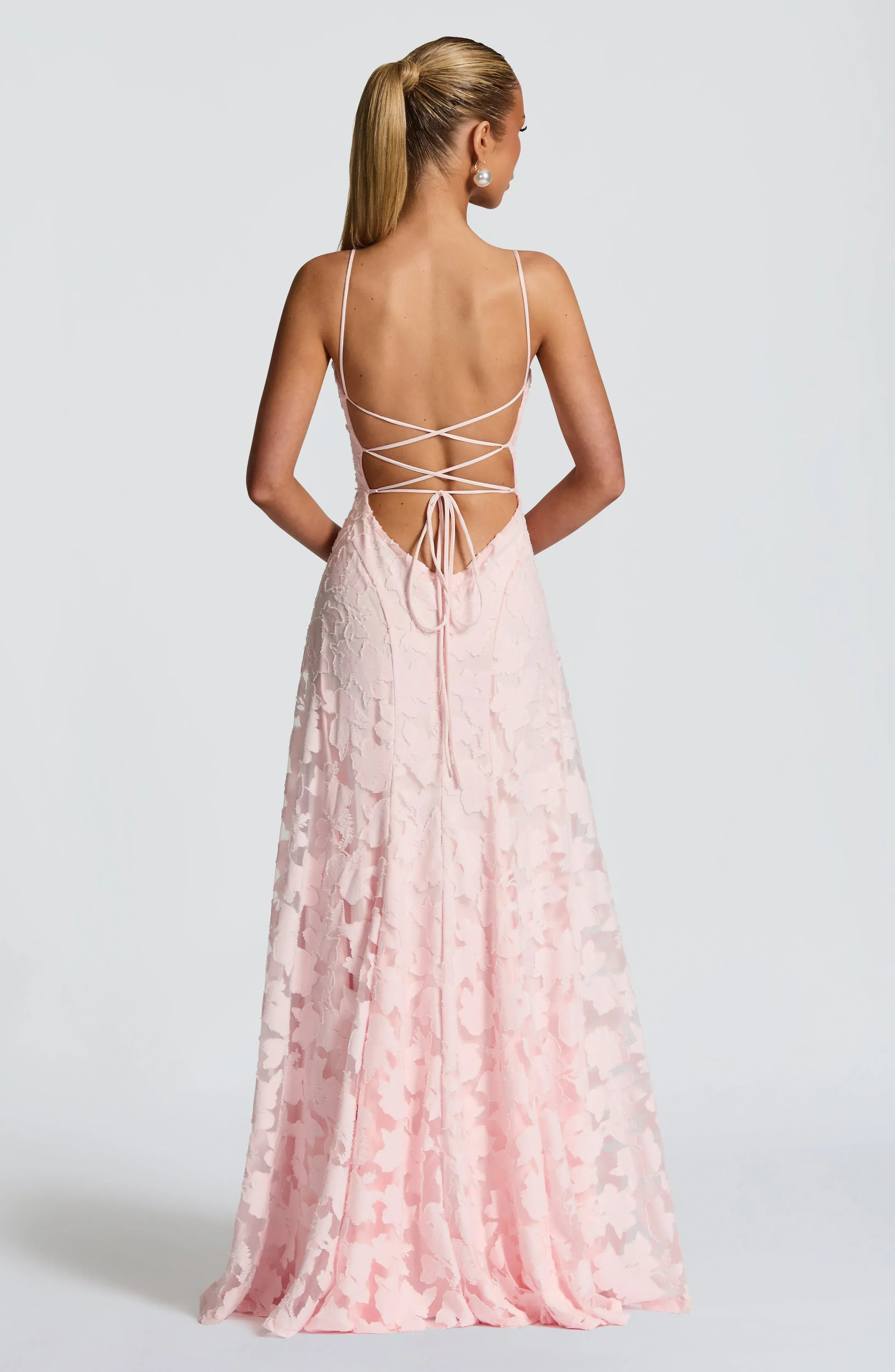 Women's Spaghetti Strap Textured Flared Wedding Guest Dress | Maxi