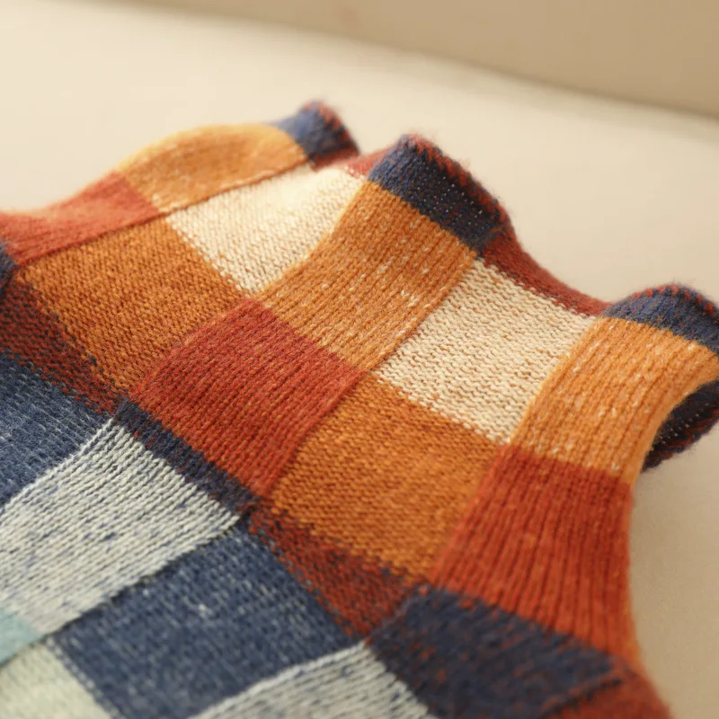 Women’s Sweater | Check Knit Crew Neck