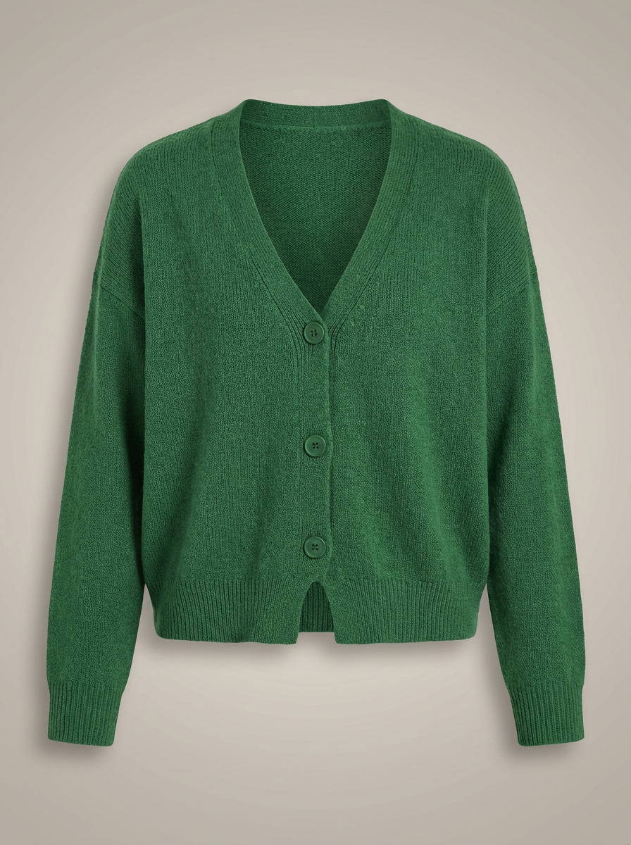 Women's V-Neck Long Sleeves Knit Button Cardigan | Oversized