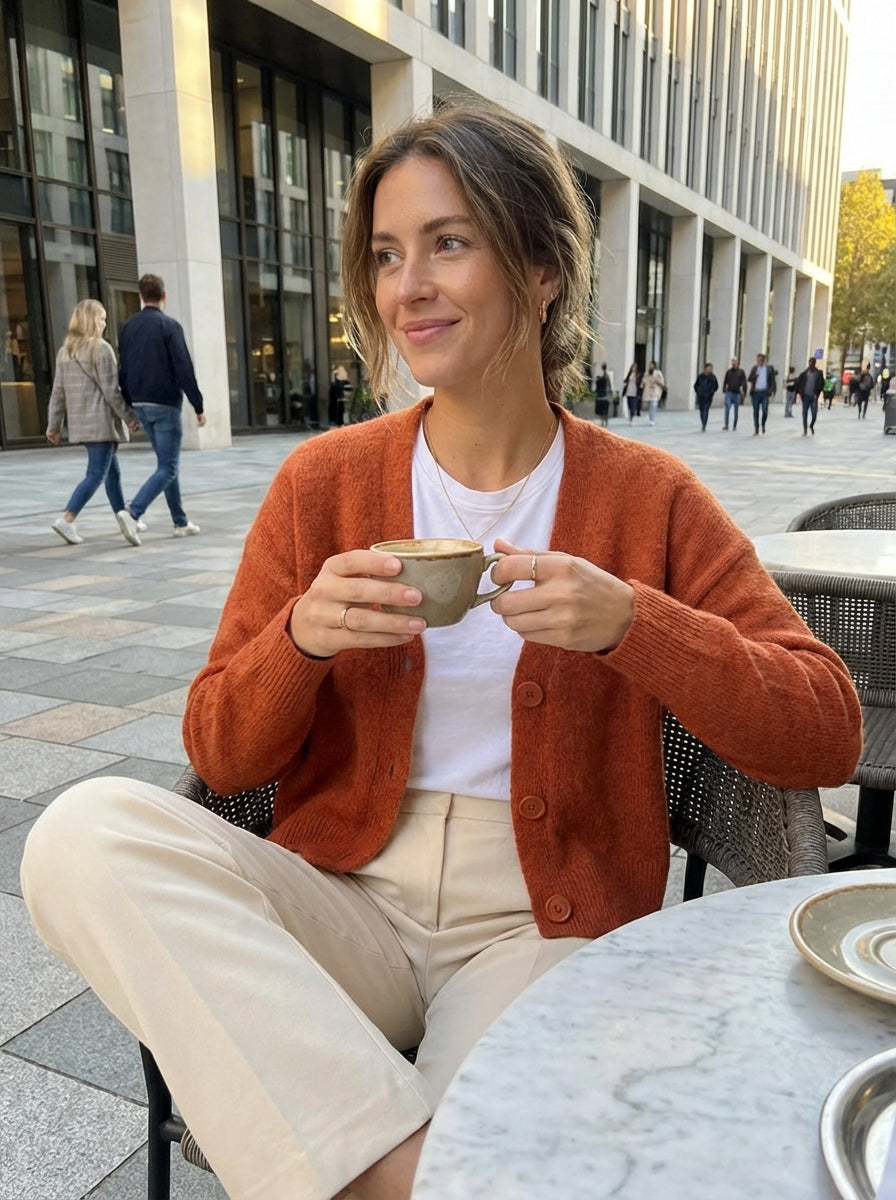 Women's V-Neck Long Sleeves Knit Button Cardigan | Oversized