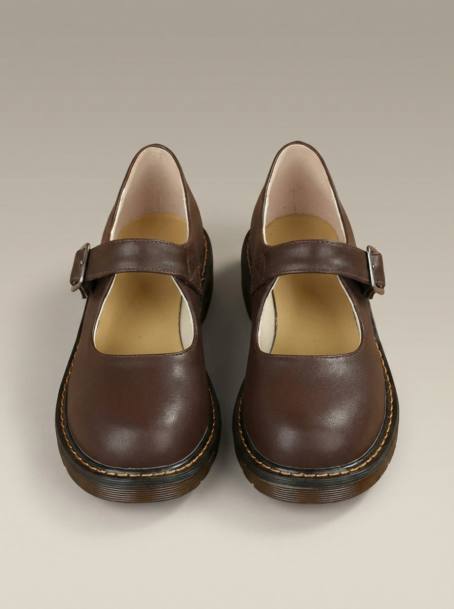 Women’s Vintage Round Toe Buckle Strap Shoes | Casual