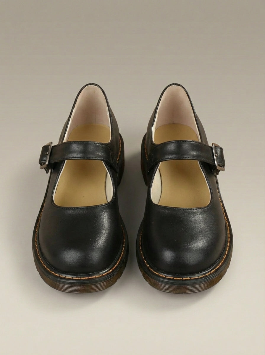 Women’s Vintage Round Toe Buckle Strap Shoes | Casual