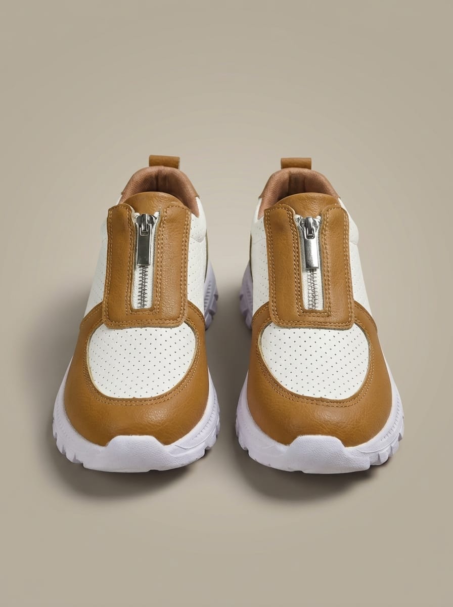 Women’s Zip Platform Sneakers | Round Toe
