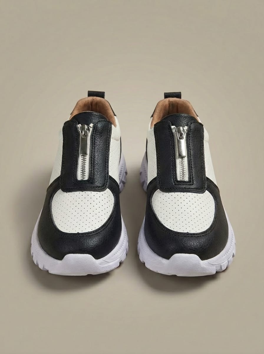 Women’s Zip Platform Sneakers | Round Toe
