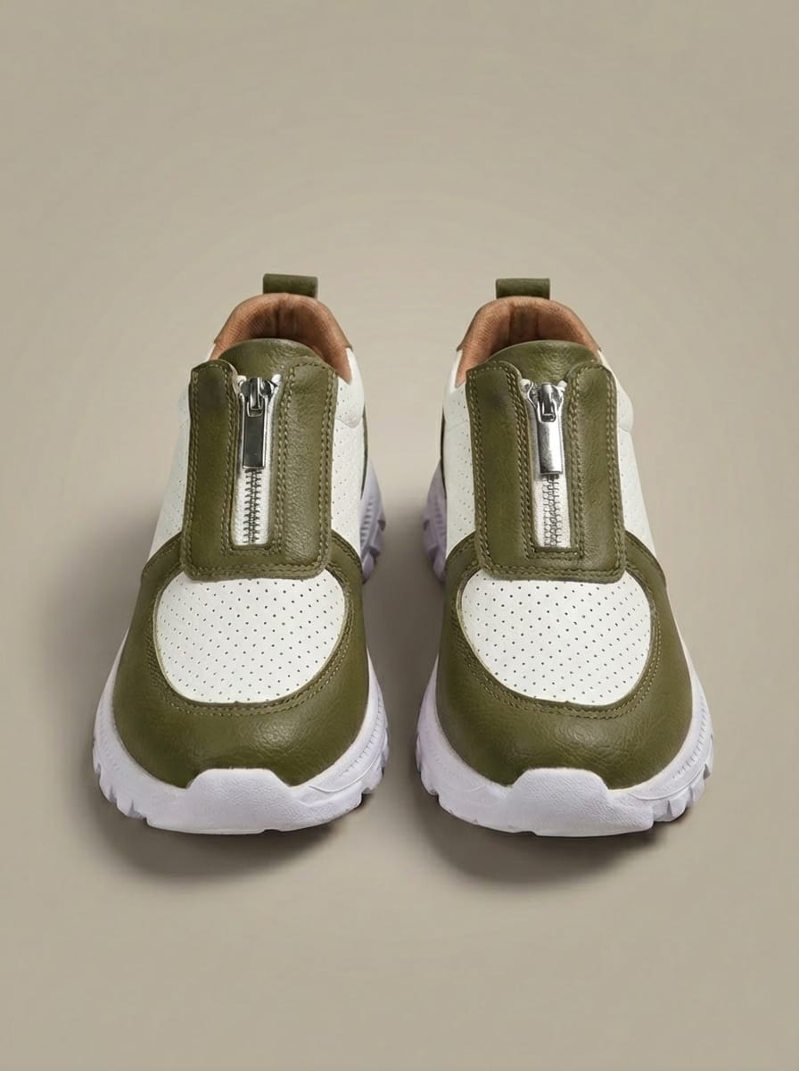 Women’s Zip Platform Sneakers | Round Toe