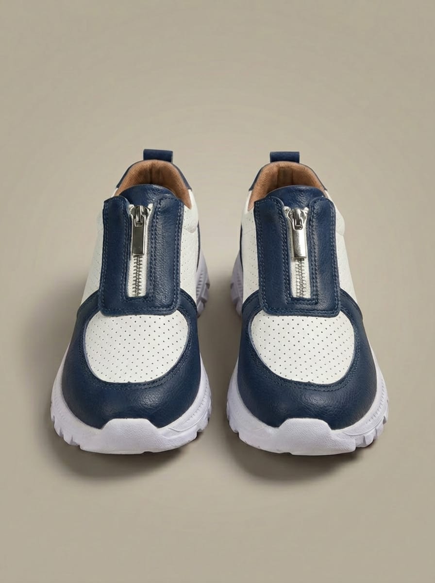 Women’s Zip Platform Sneakers | Round Toe