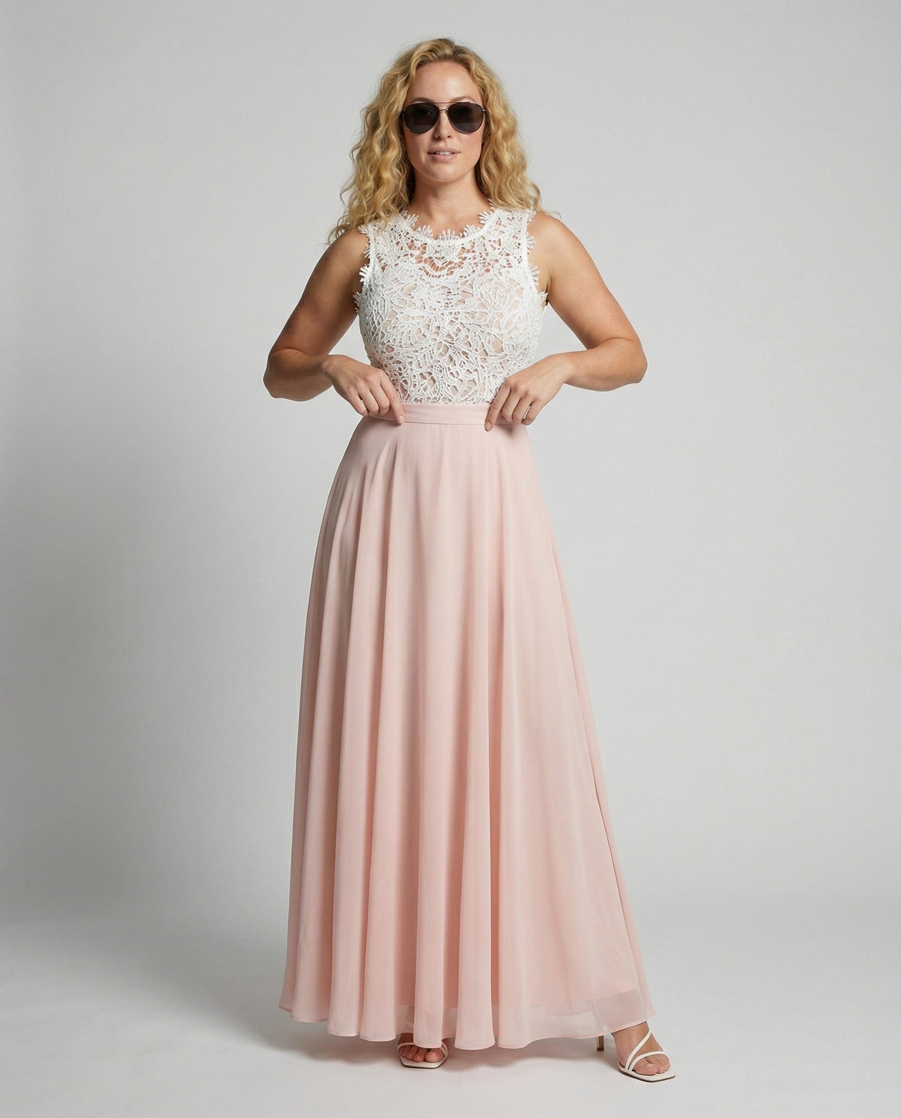 Women's Wedding Guest Dress Maxi | Guipure Lace Bodice & Flowing Skirt